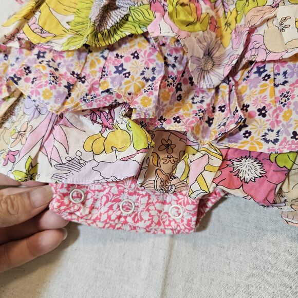 Liberty Of London Target Baby Romper Tiered Colorful Mixed Floral Print Size 6m - Picture 2 of 8